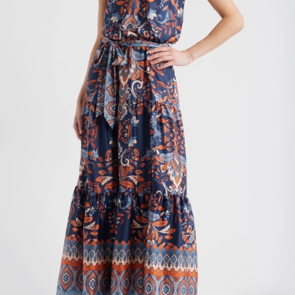 Julia Jordan Blue and Orange Maxi Dress
